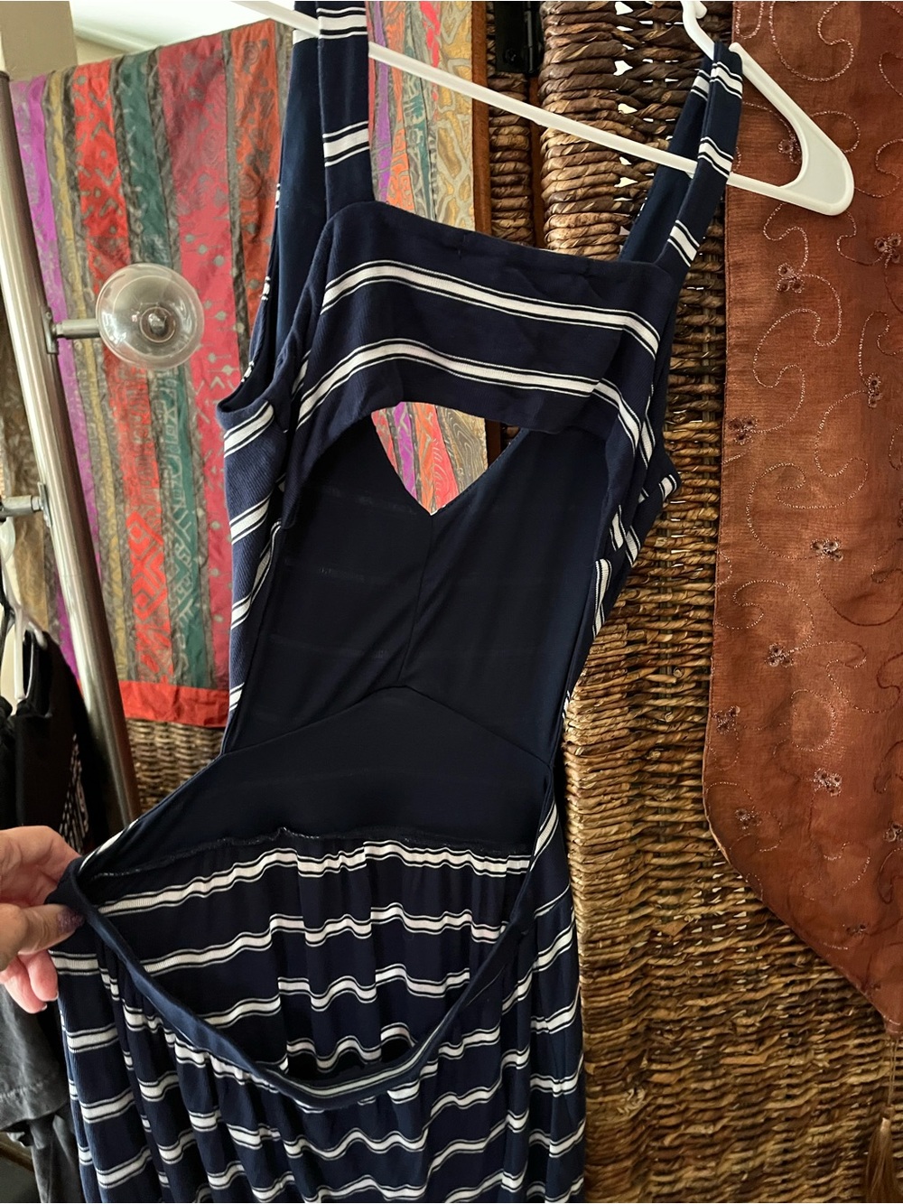 Ocean Drive Navy Striped Cutout Maxi Dress Size Large - Picture 6 of 7